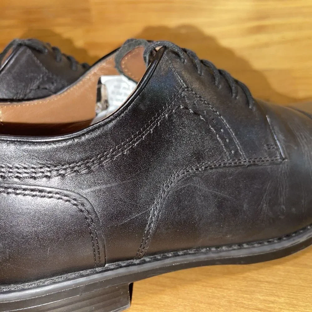 Johnston‎ & Murphy Shoes Men 11 Black Sheepskin Dress Casual Shoes Cap Toe